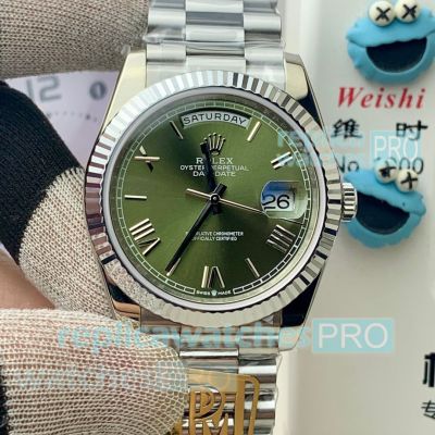 PPM Superclone Gain Weight Rolex 3255 Day-Date Green Stainless Steel Watch 